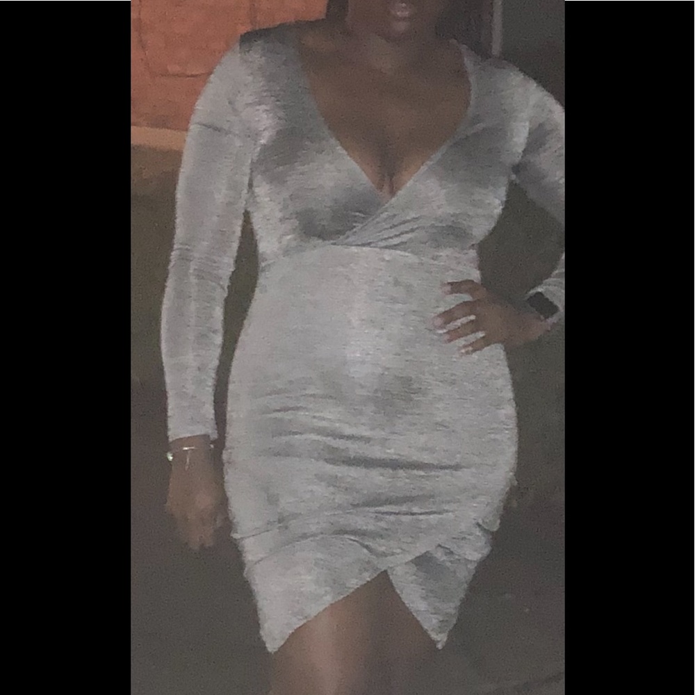 Metallic Asymmetrical Long sleeve dress